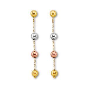 14K Tri-Color Gold Hanging Ball Earrings By Tehrani Jewelry